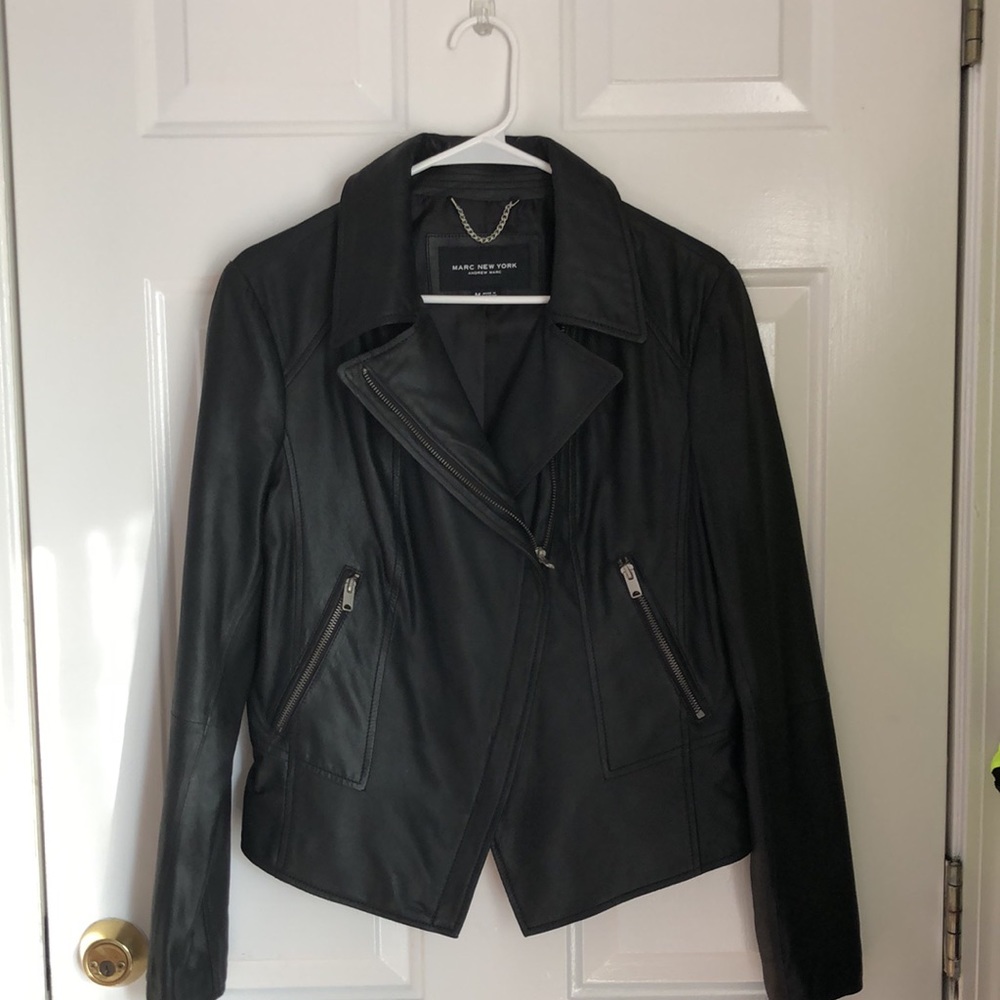 Like new Andrew Marc (for Garnet Hill) black leather jacket.